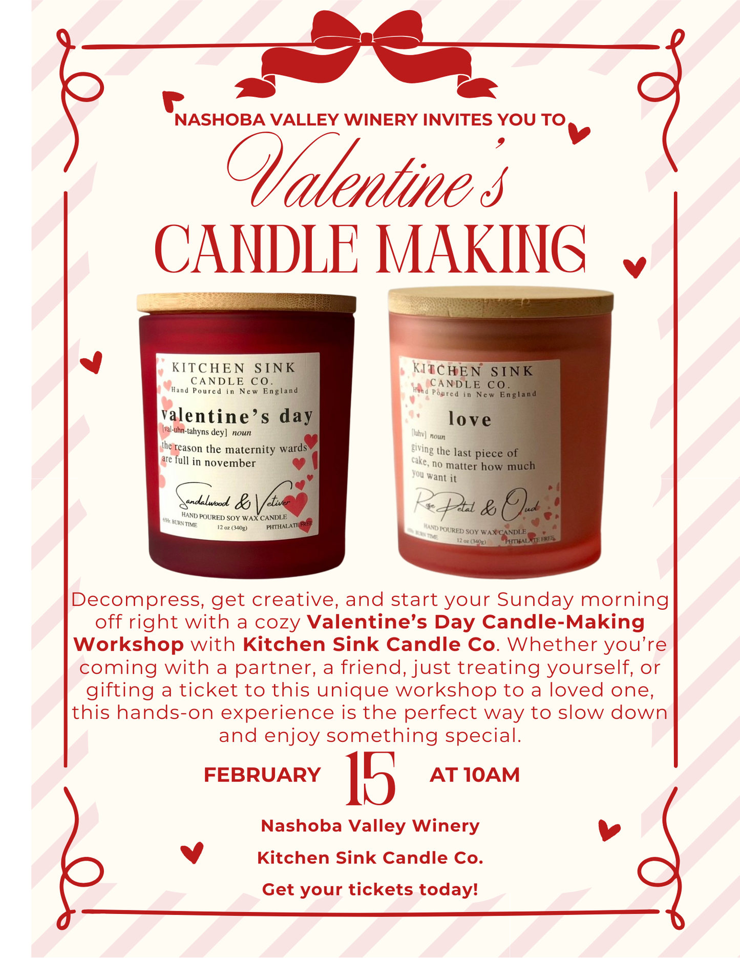 Valentine's Candle Making Workshop - Sunday, February 15th, 10am