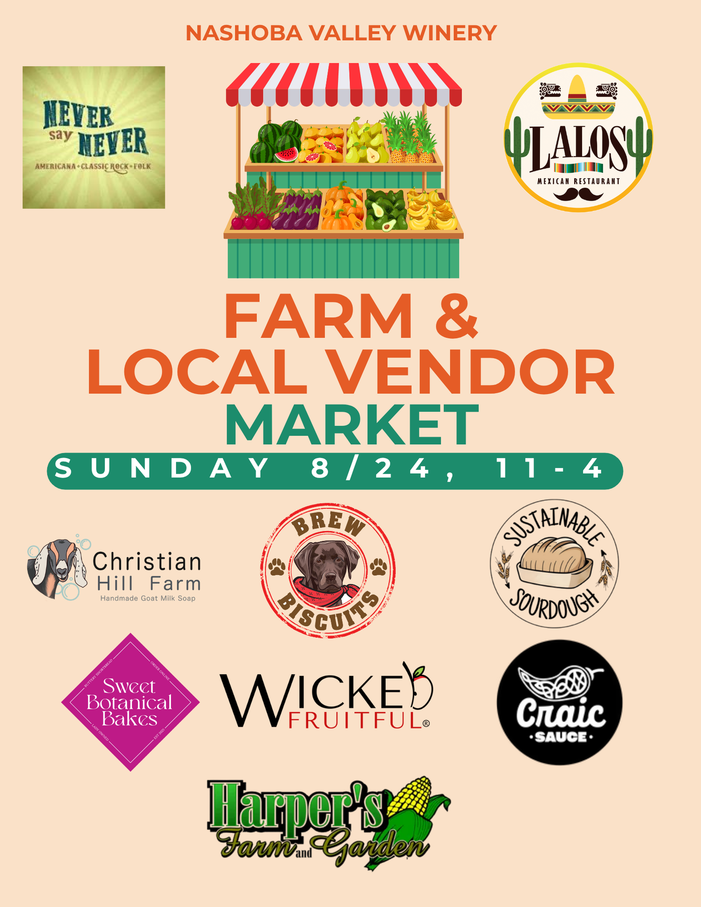 Free Entry: Farm & Local vendor Market, August, 24th, 11am-4pm