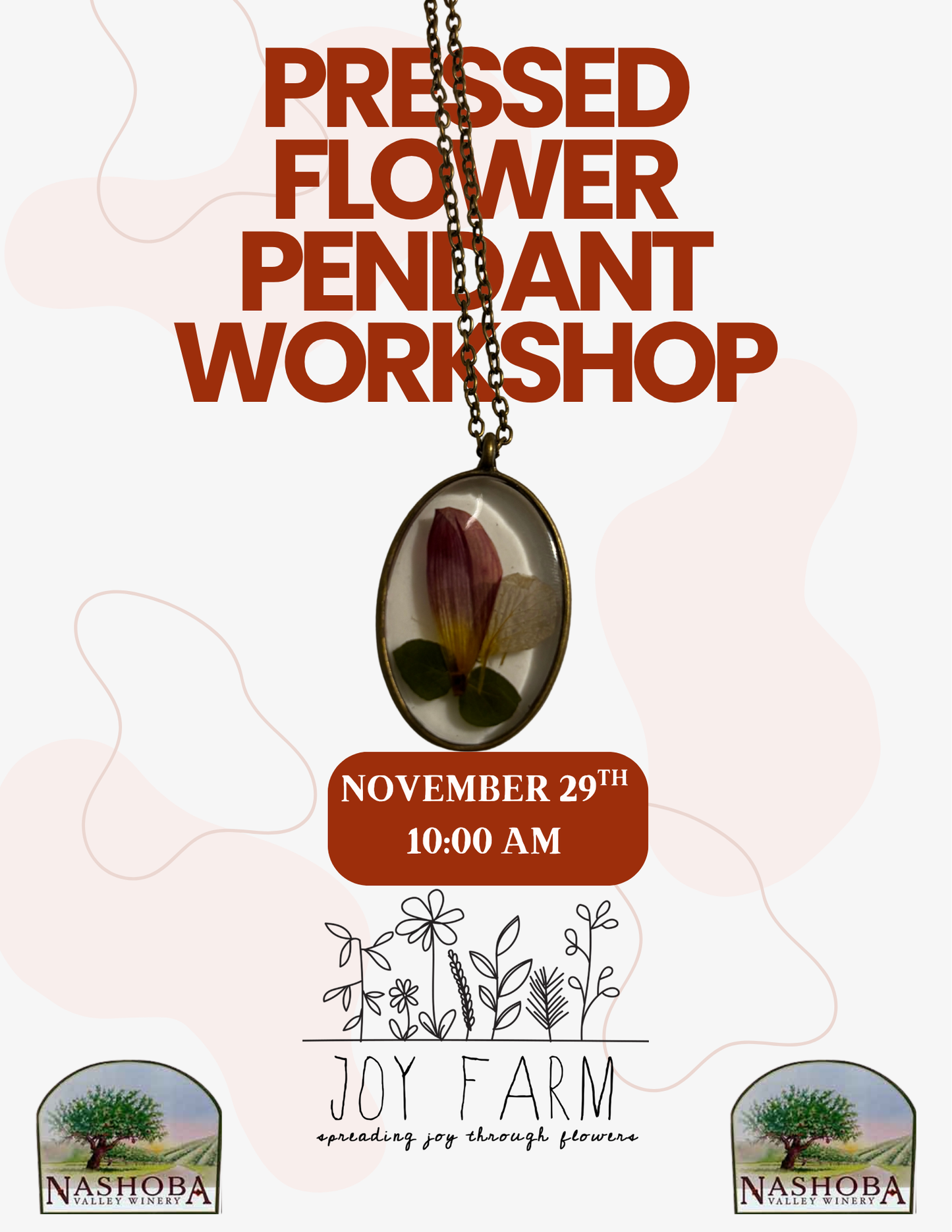 Pressed Flower Pendant Workshop - Sunday, November 29th, 10am