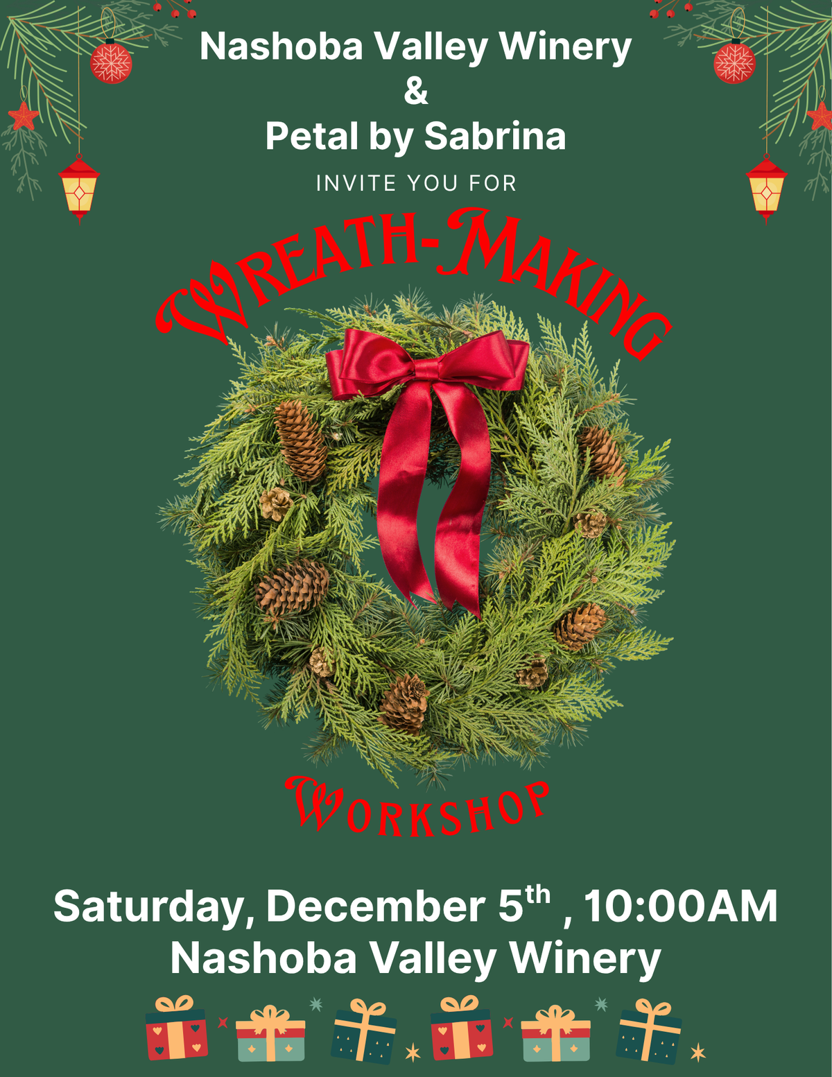 Wreath-Making Workshop - Saturday, December 5th, 10:00AM