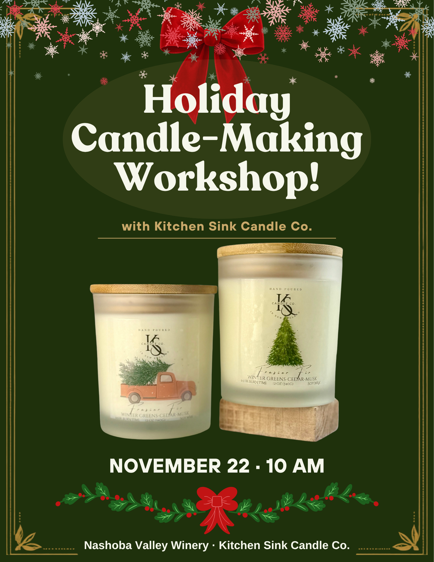 Holiday Candle Making Workshop - Sunday, November 22nd, 10:am