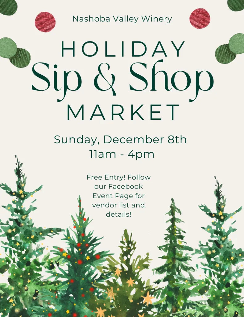 Free Holiday Sip & Shop: Sunday December 8th, 11am-4pm