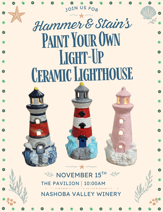 Paint Your Own Light-Up Ceramic Lighthouse Workshop – Sunday, November 15th, 10am